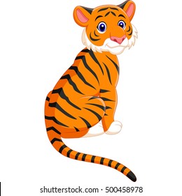 Cute tiger cartoon sitting


