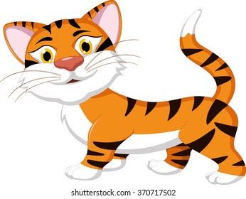 cute tiger cartoon is smiling