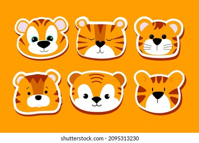 Juego de arte de vectores para tigres de dibujos animados