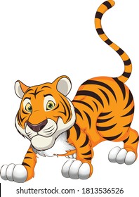 Cute Tiger cartoon vector art and illustration