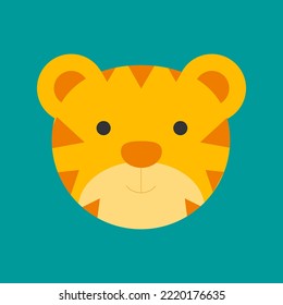 Cute Tiger Cartoon Vector Icon Illustration. Flat Cartoon Style
