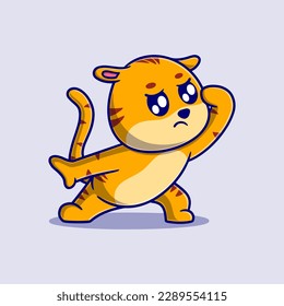 cute tiger cartoon vector icon illustration. animal nature icon concept isolated premium vector. flat design