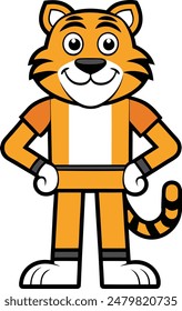 Cute Tiger Cartoon Vector Icon illustration On White Background.