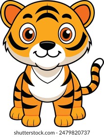 Nette Tiger Cartoon Vektorgrafik Icon Illustration auf weißem Hintergrund.
