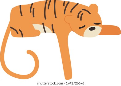 Cute Tiger Cartoon, Vector illustration tiger on a white background. Drawing for children