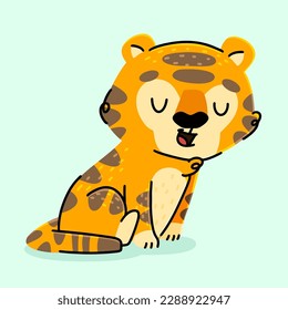 Cute Tiger cartoon. vector cartoon illustration
