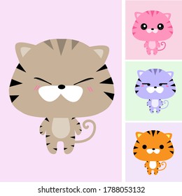 cute tiger cartoon vector set