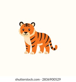 Cute Tiger Cartoon Vector, Wild Cat Character