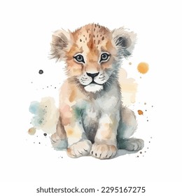 A cute tiger, cartoon watercolor white background