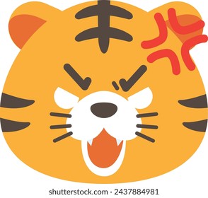 Cute tiger character with angry expression