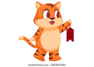 Cute Tiger Character Design Illustration