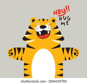 cute tiger character drawing for children's and baby t-shirts