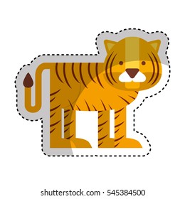 cute tiger character icon vector illustration design