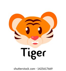 Cute tiger character vector. Tiger head
