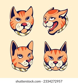 cute tiger character vector set 