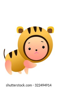 Cute tiger child doll