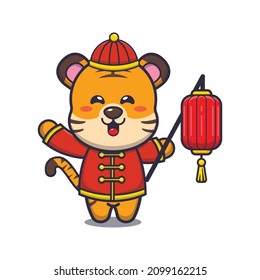 Cute tiger in chinese new year. Cute cartoon animal illustration.