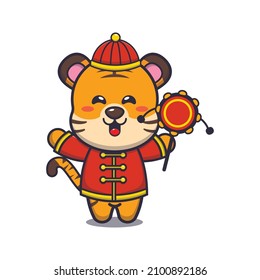 Cute tiger in chinese new year. Cute cartoon animal illustration.