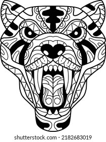 cute tiger coloring book zentangle hand drawn isolated on white background