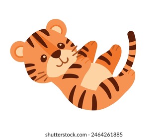 Cute tiger cub cartoon animal design vector illustration isolated on white background