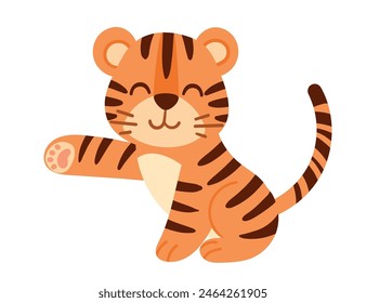 Cute tiger cub cartoon animal design vector illustration isolated on white background