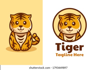 Cute Tiger Cub Cartoon Logo Design