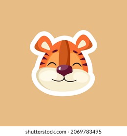 Icono de personaje vectorial de dibujos animados Cute tiger cub. Ilustración plana.