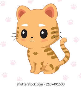 Cute tiger cub in a childish style. Suitable both as a character and for the design of 2022 - the year of the tiger.