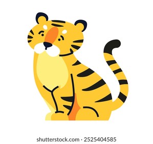 Cute tiger cub - modern flat design style single isolated image. Neat detailed illustration of one the favorite hero of Korean fairy tales, the king of beasts, wise and kind. Asian calendar symbol