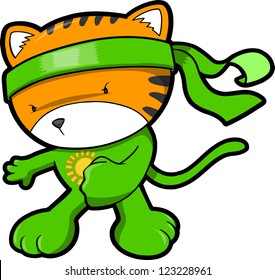 Cute Tiger Cub Ninja Vector