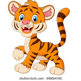 cute tiger cub is smiling