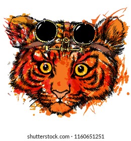 Cute Tiger Cub Steampunk Goggles