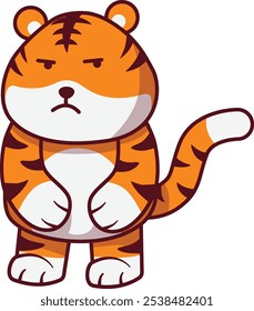 Cute Tiger with Cynical Face Illustration