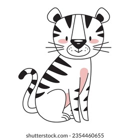 cute tiger design over white