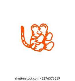 cute tiger doodle illustration vector