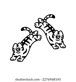 cute tiger doodle illustration vector