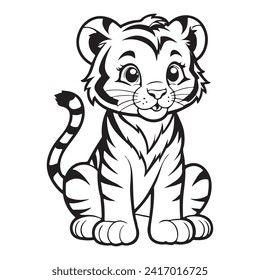 Cute Tiger Drawing for Coloring
