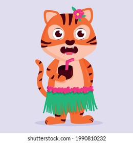 cute tiger dressed for the beach