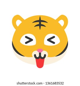 Cute Tiger emoticon, flat design vector illustration