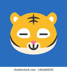 Cute Tiger emoticon, flat design vector illustration
