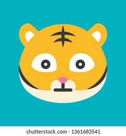 Cute Tiger emoticon, flat design vector illustration