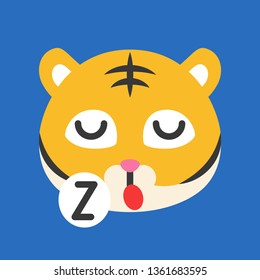 Cute Tiger emoticon, flat design vector illustration