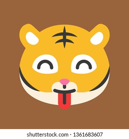 Cute Tiger emoticon, flat design vector illustration