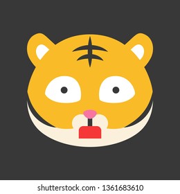 Cute Tiger emoticon, flat design vector illustration