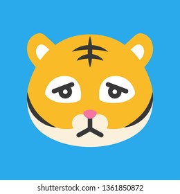 Cute Tiger emoticon, flat design vector illustration