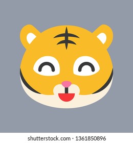 Cute Tiger emoticon, flat design vector illustration