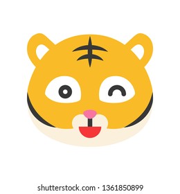 Cute Tiger emoticon, flat design vector illustration