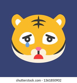 Cute Tiger emoticon, flat design vector illustration