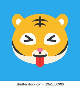 Cute Tiger emoticon, flat design vector illustration