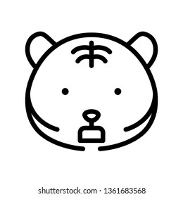 Cute Tiger emoticon, line design vector illustration